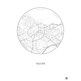 Affiche Tallinn – Poster carte de ville 2.5km | Gravura – Fond clair