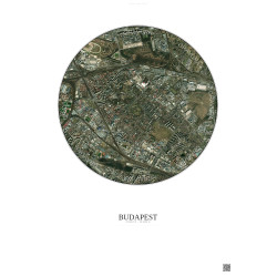 Affiche Budapest – Poster vue satellite 2.5km Couleur | Gravura – Fond clair
