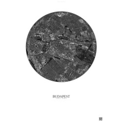 Affiche Budapest – Poster vue satellite 6km N&B | Gravura – Fond clair