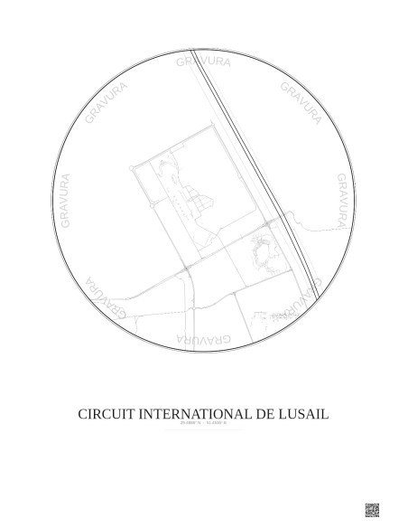 Affiche Circuit International De Lusail – Poster carte de ville 2.5km | Gravura – Fond clair
