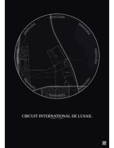 Affiche Circuit International De Lusail – Poster carte de ville 5km | Gravura – Fond foncé 2