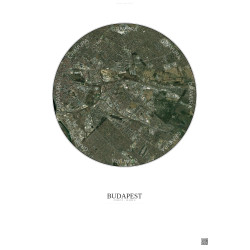 Affiche Budapest – Poster vue satellite 6km Couleur | Gravura – Fond clair