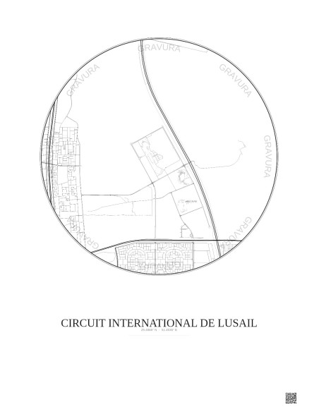 Affiche Circuit International De Lusail – Poster carte de ville 5km | Gravura – Fond clair