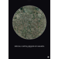 Affiche Special Capital Region Of Jakarta – Poster vue satellite 10km Couleur | Gravura – Fond foncé