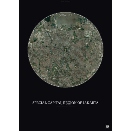 Affiche Special Capital Region Of Jakarta – Poster vue satellite 10km Couleur | Gravura – Fond foncé