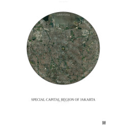 Affiche Special Capital Region Of Jakarta – Poster vue satellite 10km Couleur | Gravura – Fond clair