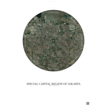 Affiche Special Capital Region Of Jakarta – Poster vue satellite 10km Couleur | Gravura – Fond clair