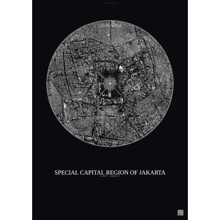 Affiche Special Capital Region Of Jakarta – Poster vue satellite 2.5km N&B | Gravura – Fond foncé