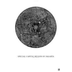 Affiche Special Capital Region Of Jakarta – Poster vue satellite 2.5km N&B | Gravura – Fond clair