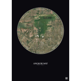 Affiche Angkor Wat – Poster vue satellite 10km Couleur | Gravura – Fond foncé