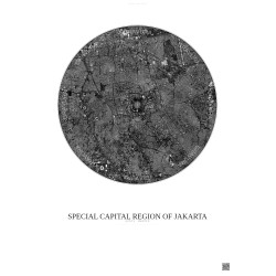 Affiche Special Capital Region Of Jakarta – Poster vue satellite 6km N&B | Gravura – Fond clair