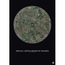 Affiche Special Capital Region Of Jakarta – Poster vue satellite 6km Couleur | Gravura – Fond foncé