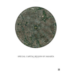 Affiche Special Capital Region Of Jakarta – Poster vue satellite 6km Couleur | Gravura – Fond clair