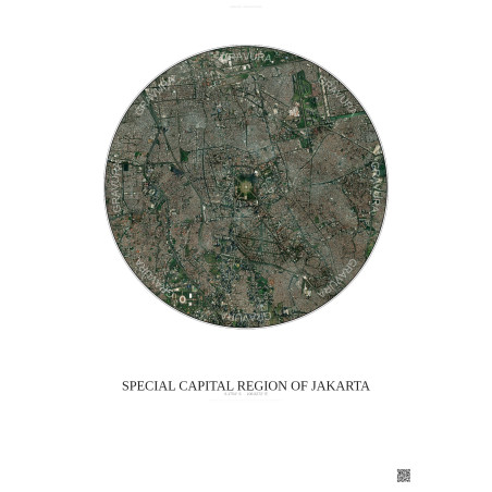 Affiche Special Capital Region Of Jakarta – Poster vue satellite 6km Couleur | Gravura – Fond clair