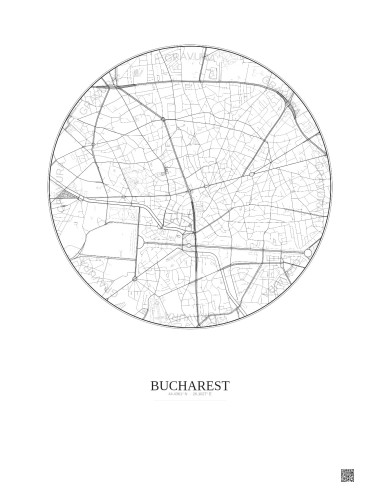 Affiche Bucharest – Poster carte de ville 2.5km | Gravura – Fond clair