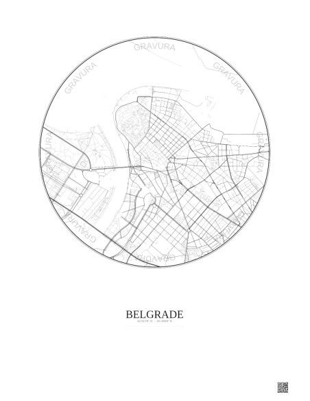 Belgrade City Map Poster 2.5km | Gravura – Light background