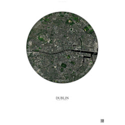 Affiche Dublin – Poster vue satellite 2.5km Couleur | Gravura – Fond clair