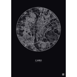 Affiche Cairo – Poster carte de ville 10km | Gravura – Fond foncé