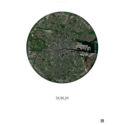 Affiche Dublin – Poster vue satellite 6km Couleur | Gravura – Fond clair