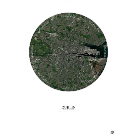 Affiche Dublin – Poster vue satellite 6km Couleur | Gravura – Fond clair