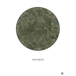 Affiche New Delhi – Poster vue satellite 10km Couleur | Gravura – Fond clair