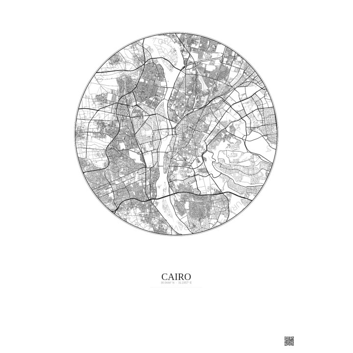 Affiche Cairo – Poster carte de ville 10km | Gravura – Fond clair