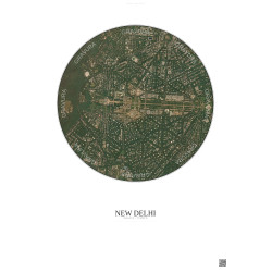 Affiche New Delhi – Poster vue satellite 2.5km Couleur | Gravura – Fond clair