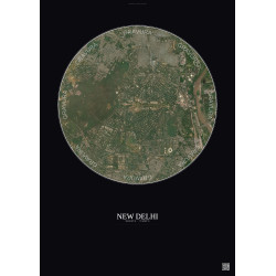 Affiche New Delhi – Poster vue satellite 6km Couleur | Gravura – Fond foncé