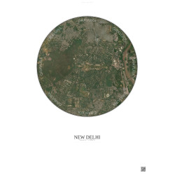 Affiche New Delhi – Poster vue satellite 6km Couleur | Gravura – Fond clair