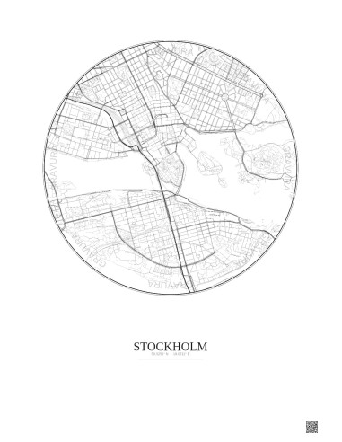 Affiche Stockholm – Poster carte de ville 2.5km | Gravura – Fond clair