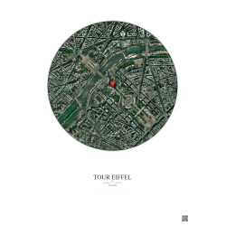 Paris - Vue satellite personnalisée 1 km · Couleur · Fond clair
