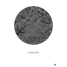 Affiche P Yongyang – Poster vue satellite 10km N&B | Gravura – Fond clair
