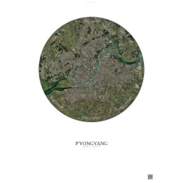 Affiche P Yongyang – Poster vue satellite 10km Couleur | Gravura – Fond clair