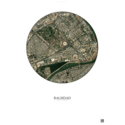 Affiche Baghdad – Poster vue satellite 2.5km Couleur | Gravura – Fond clair