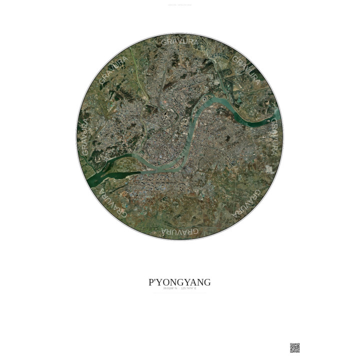 Affiche P Yongyang – Poster vue satellite 10km Couleur | Gravura – Fond clair