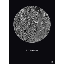 Affiche P Yongyang – Poster vue satellite 2.5km N&B | Gravura – Fond foncé