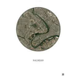 Affiche Baghdad – Poster vue satellite 6km Couleur | Gravura – Fond clair