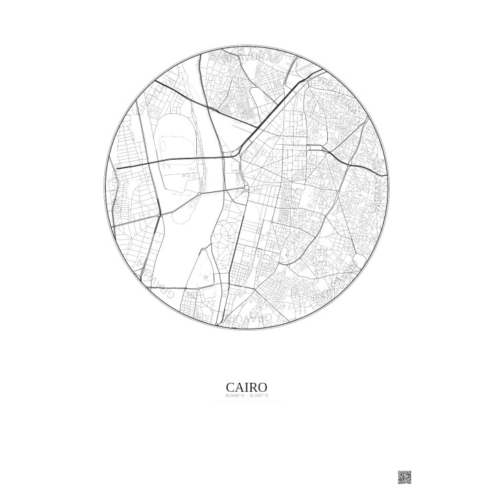 Affiche Cairo – Poster carte de ville 2.5km | Gravura – Fond clair