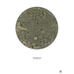 Affiche Tehran – Poster vue satellite 10km Couleur | Gravura – Fond clair