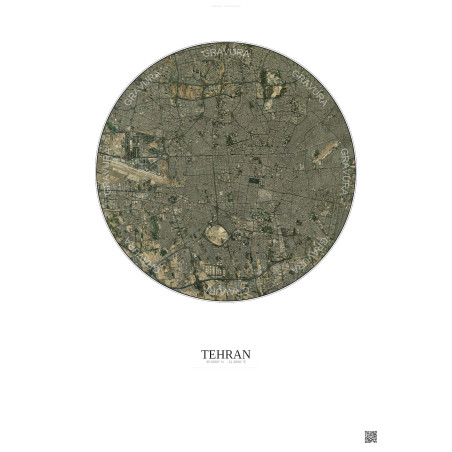 Tehran Satellite View Poster 10km Color | Gravura – Light background