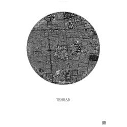 Affiche Tehran – Poster vue satellite 2.5km N&B | Gravura – Fond clair