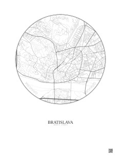 Affiche Bratislava – Poster carte de ville 2.5km | Gravura – Fond clair 2