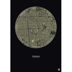 Affiche Tehran – Poster vue satellite 2.5km Couleur | Gravura – Fond foncé