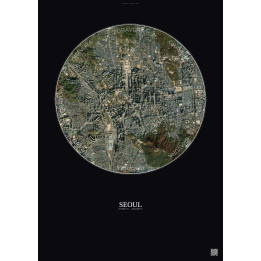 Affiche Seoul – Poster vue satellite 2.5km Couleur | Gravura – Fond foncé