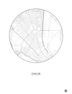 Affiche Dakar – Poster carte de ville 2.5km | Gravura – Fond clair 2