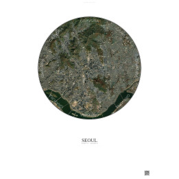 Affiche Seoul – Poster vue satellite 6km Couleur | Gravura – Fond clair