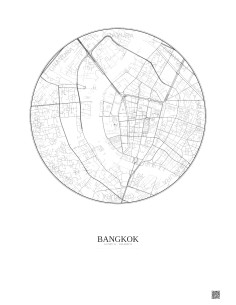 Affiche Bangkok – Poster carte de ville 2.5km | Gravura – Fond clair