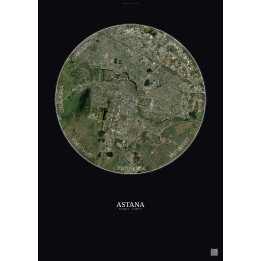 Affiche Astana – Poster vue satellite 10km Couleur | Gravura – Fond foncé