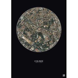 Affiche Colisee – Poster vue satellite 1km Couleur | Gravura – Fond foncé