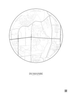 Dushanbe City Map Poster 2.5km | Gravura – Light background